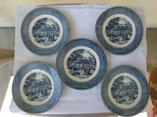 5 Vintage Royal China Currier And Ives 6 " Plates