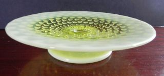 Vintage Hobnail Opalescent Vaseline/topaz 8 " Footed Plate
