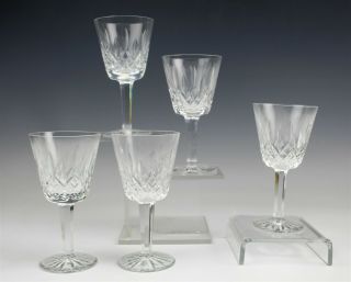 Set 5 Waterford Deep Cut Irish Crystal Lismore Pattern Claret Wine Glasses Sms