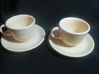 Vintage Homer Laughlin Fiesta Ware Light Pale Yellow Cup And Saucer Set Of 2