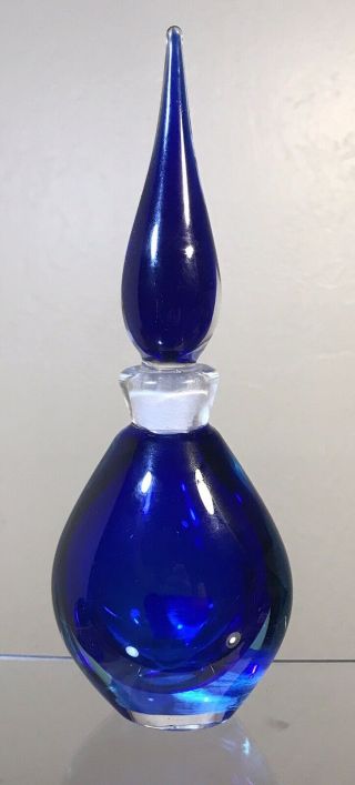 Vintage Murano Glass Decanter Bottle Archimede Seguso Sommerso Blue