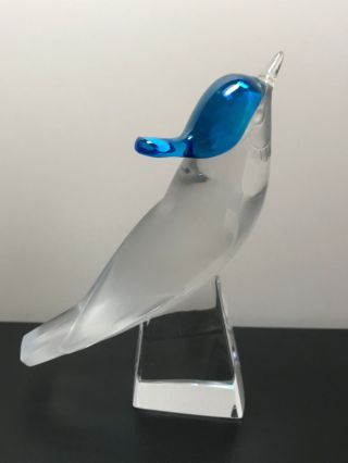 Lalique France Signed (pimlico Blue Bird - Head Up) 4 3/4 " Figurine Exc
