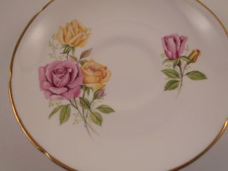 Consort Saucer Only Pink & Yellow Roses Scalloped Gold Trim Bone China COZ1 2