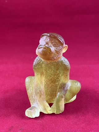 Daum Pâte De Verre Chinese Monkey Figurine.