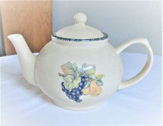 FRUIT by Home & Garden Party TEAPOT Grapes and Pears Stoneware 2