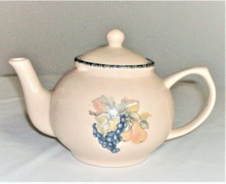 FRUIT by Home & Garden Party TEAPOT Grapes and Pears Stoneware 3