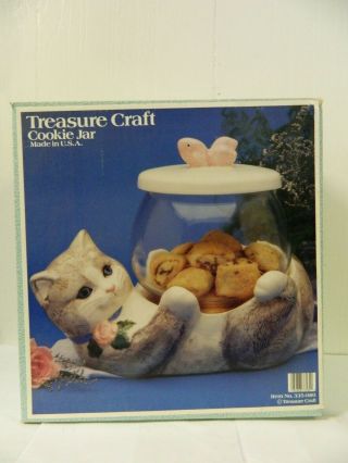 Treasure Craft Fish Bowl Cat Cookie Jar W/ Box Nib Usa Made