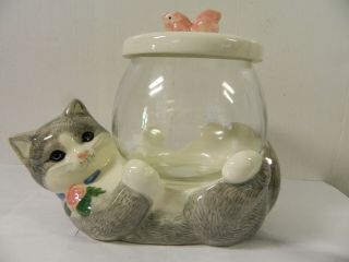 Treasure Craft Fish Bowl Cat Cookie Jar w/ Box NIB USA Made 2
