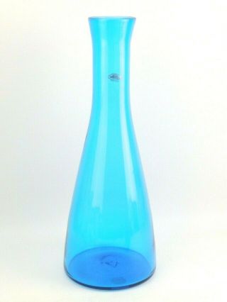 2018 Mid Century Modern Blenko Art Glass Turquoise Blue 17 " Bottle Vase Sticker