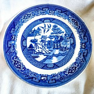 Vintage Homer Laughlin Blue Willow Dinner Plate Blue & White Ironstone 9 " Usa