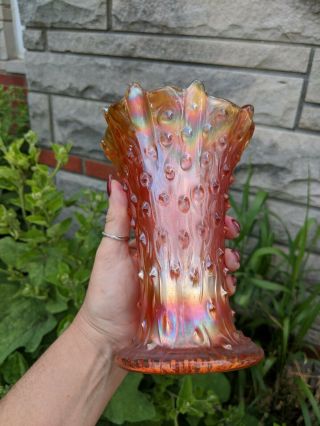 Vintage Northwood Carnival Glass Tree Trunk Vase Marigold COLOR 2