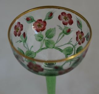 Art Nouveau Theresienthal Style Glass Enameled Wild Roses Cordial