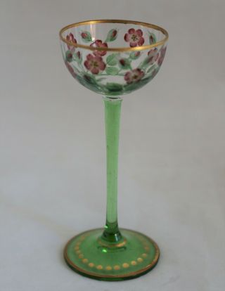 Art Nouveau Theresienthal style glass ENAMELED WILD ROSES CORDIAL 2