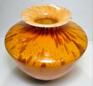 Hand Blown Murano Art Glass Vase By Maestri Vetrai Italy 10 " Sparkle Gold Fleck