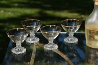 Vintage Gold Rim Cocktail Martini Glasses,  Set Of 5,  Vintage Champagne Glasses