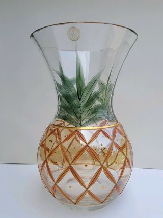 Romanian Hand Crafted Crystal Glass Pineapple Vase