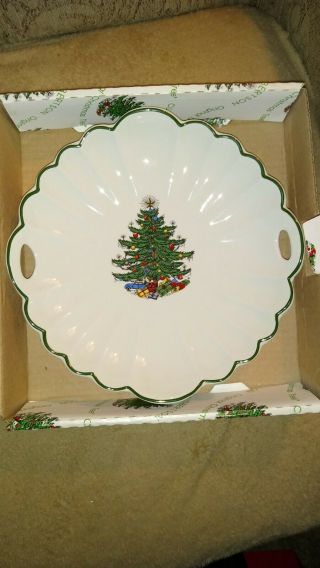 Vintage Cuthbertson Christmas Tree Handled Dish