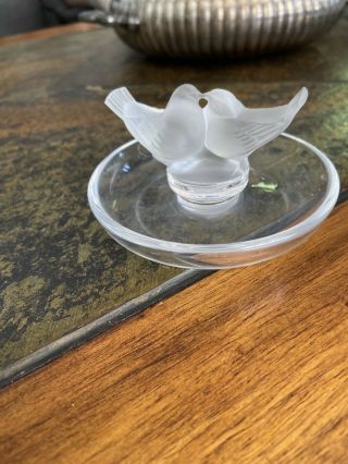 Lalique Lovebirds Ring Pin Dish Exc.  Fully Signed Two Birds