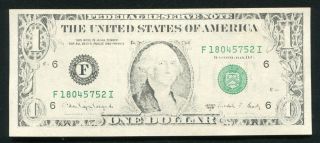 1988 - A $1 Frn Federal Reserve Note “insufficient Inking Error” Gem Uncirculated