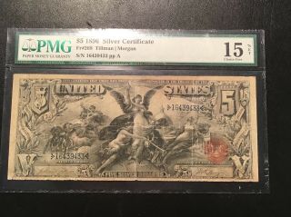 Pmg F15 Fr 268 $5 1896 Silver Certificate Educational Note Minor Splits