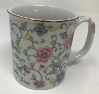 Vintage Otagiri Japan Ming Garden Floral Porcelain Tea Coffee Mug Cup Gold Trim