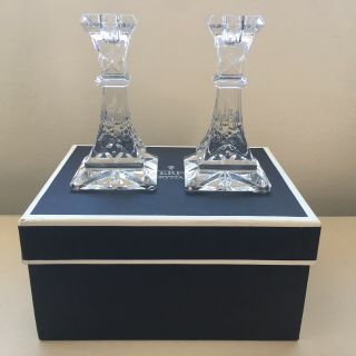 (2) Waterford Crystal Lismore Pattern 6” Candlesticks Made In Slovenia