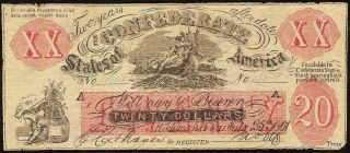 1861 $20 Female Riding Deer Smokin Indian Confederate State Bogus Civil War Note