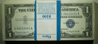 1957 - B $1 Silver Certificate Bep Pack Of 100 Sequential - 1 Star Note - Unc