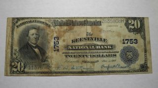 $20 1902 Keeseville York Ny National Currency Bank Note Bill Ch.  1753 Rare