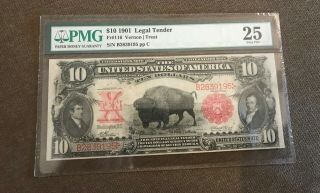 1901 Buffalo $10 Legal Tender Note,  Pmg 25