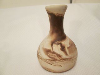 Vintage Nemadji Brown Orange Collectible Unglazed Pottery Vase Usa 6.  5 "