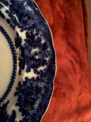 ANTIQUE W.  ADAMS & CO FLOW BLUE TONQUIN CAPITAL BUILDING DINNER PLATE CA 1840 3