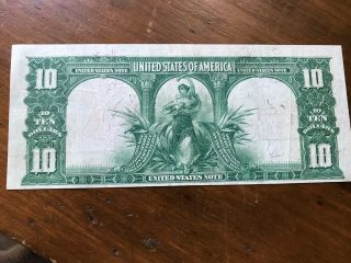 1901 $10 Ten Dollar Buffalo Bison United States Note RARE Currency 2