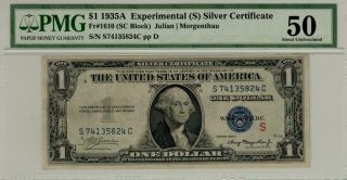 Fr.  1610 $1 1935a Experimental " S " Silver Certificate Pmg 50 - About Uncirculated