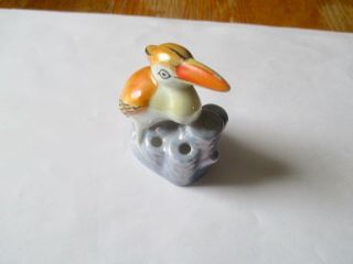 Vintage Crane Bird Porcelain Luster - Ware Flower Frog Made In Japan