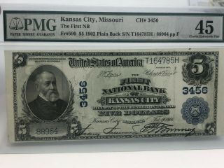 1902 $5 Note National Currency First National Bank Of Kansas City Pmg 45