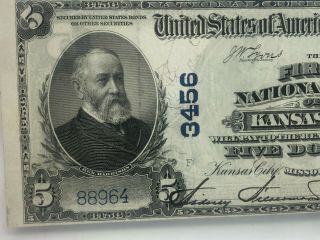 1902 $5 Note National Currency FIRST NATIONAL BANK of KANSAS CITY PMG 45 3
