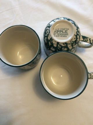 Tienshan Folk Craft Green And Ivory Coffee Cups (3) - No Chips Or Cracks