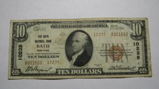 $10 1929 Bath York Ny National Currency Bank Note Bill Ch.  10235 Fine