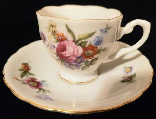 Cherry China Small Teacup And Saucer Floral Pattern