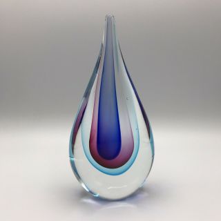 Multi Color Tear Drop Sommerso Art Glass Sculpture Paperweight