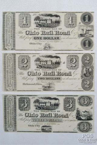 18_s $1 $2 $3 Ohio Rail Road Railroad Remainder Notes Ohio City,  Richmond 20052