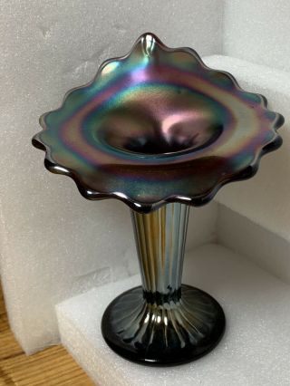 Northwood Carnival Glass Jack In The Pulpit Vase In Amethyst