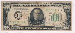 $500 1934a Federal Reserve Note Of St.  Louis,  Fr 2202 - H,  Not Graded,  Annotation