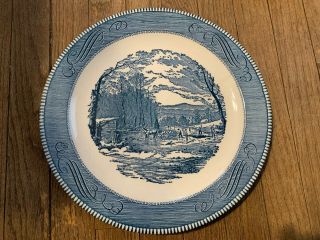 Currier & Ives Royal China Blue 12 " Platter " Winter In The Country/getting Ice "