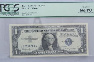 Rare Mismatched Serial Numbers Graded Ppq 66 $1.  00 1957 B Silver Certificate