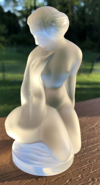 Lalique Crystal Figurine Paperweight Nude Leda And Swan Woman Conditio