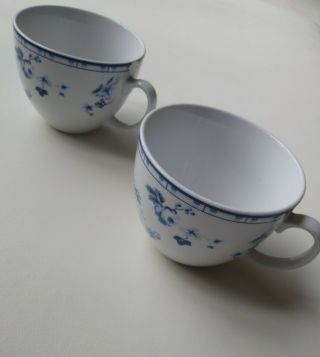 Laura Ashley Sophia White Blue Flowers Flat Tea Coffee Cup set of 2 2