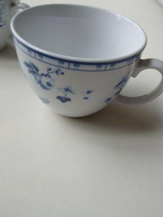 Laura Ashley Sophia White Blue Flowers Flat Tea Coffee Cup set of 2 3