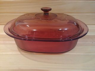 Corning Ware Cranberry Visions 4 Qt Roaster Dutch Oven W/ Lid Out Of Box